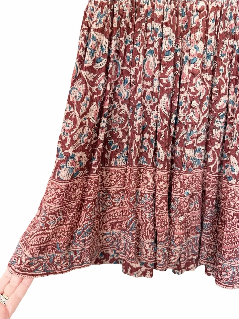 Faherty Montara Blouson Boho Floral Paisley Smocked Waist Mini Dress Size XS